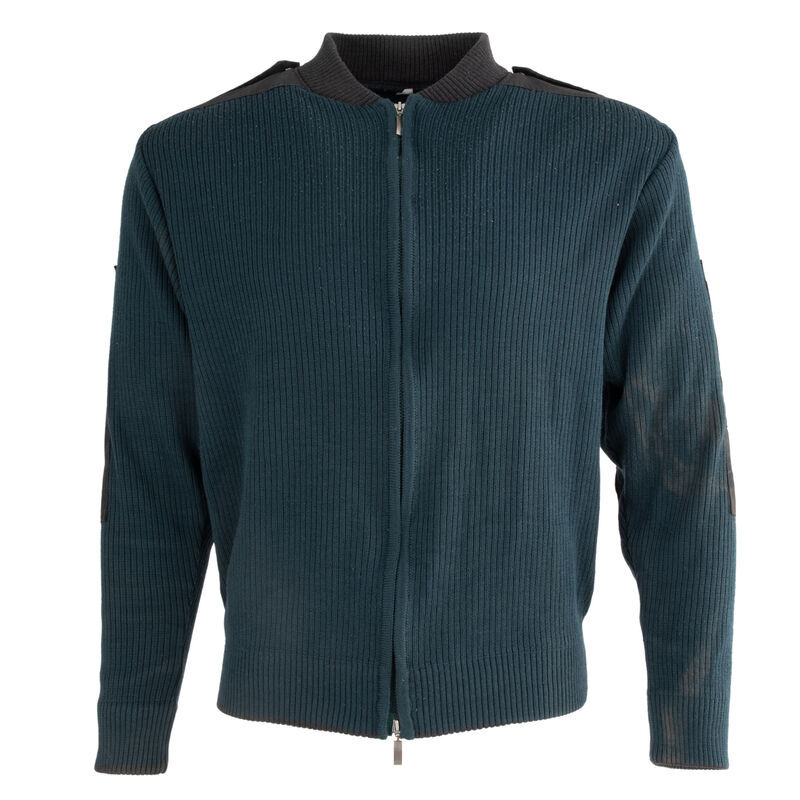 Dutch Commando Wool Sweater Emerald Blue Full Zip, , large image number 0